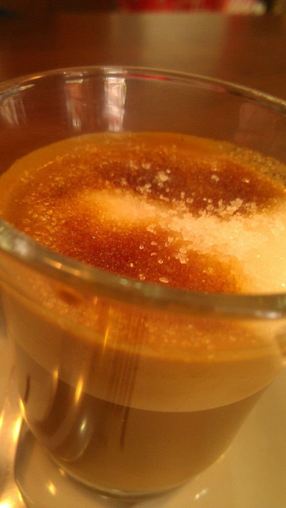 The cortado - a shot of espresso with just a little touch of steamed milk. Sugar optional.